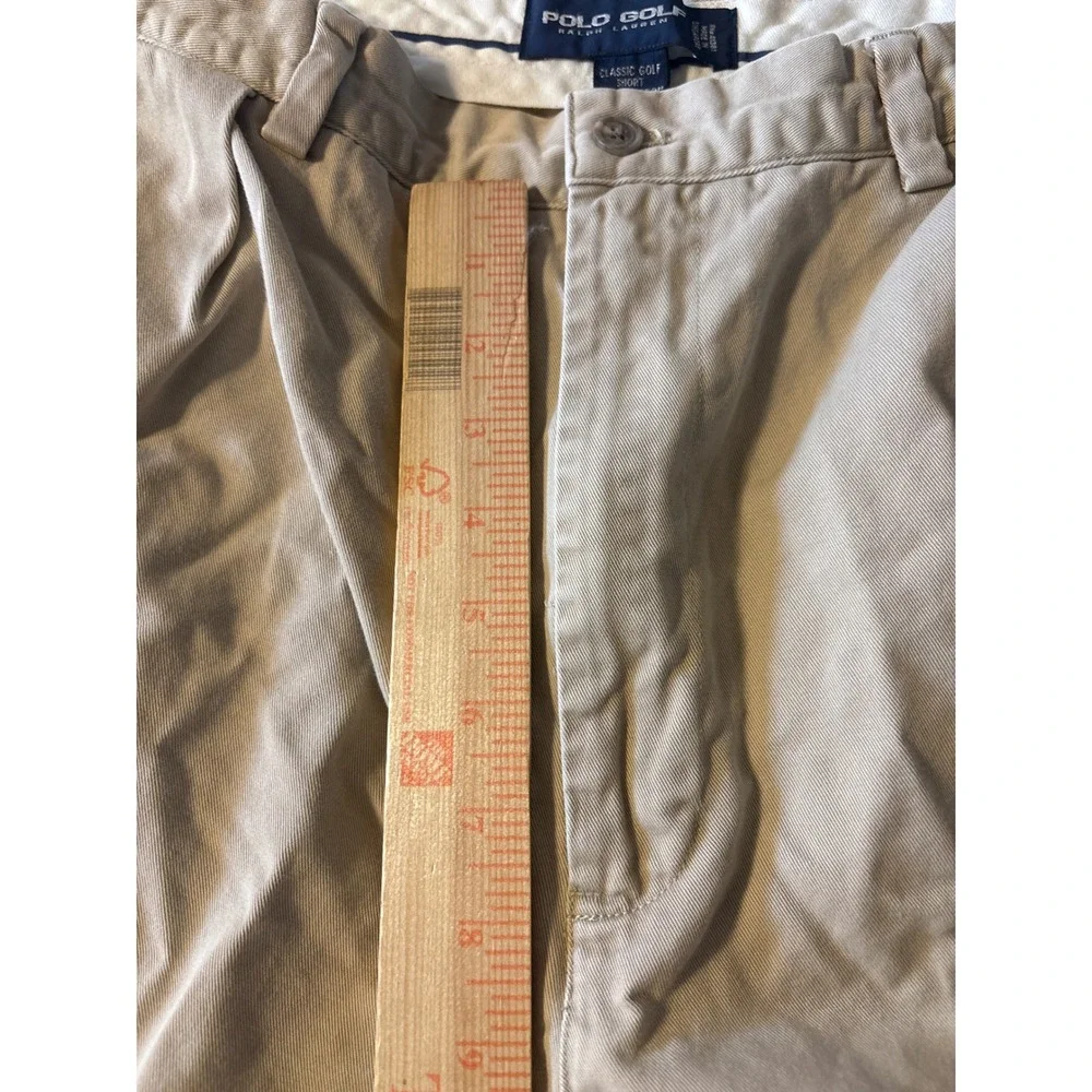Polo Golf Ralph Lauren Pleated Shorts Mens 40 Khaki Tan Good Classic Crest Patch